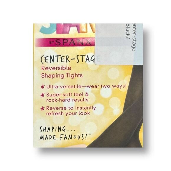 Star Power by Spanx Tights Size A Black Reversible Shaping Hosiery Center Stage - Picture 4 of 8
